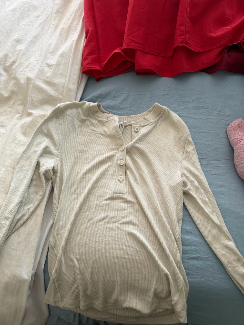 lululemon athletica Cream Ribbed Henley Top